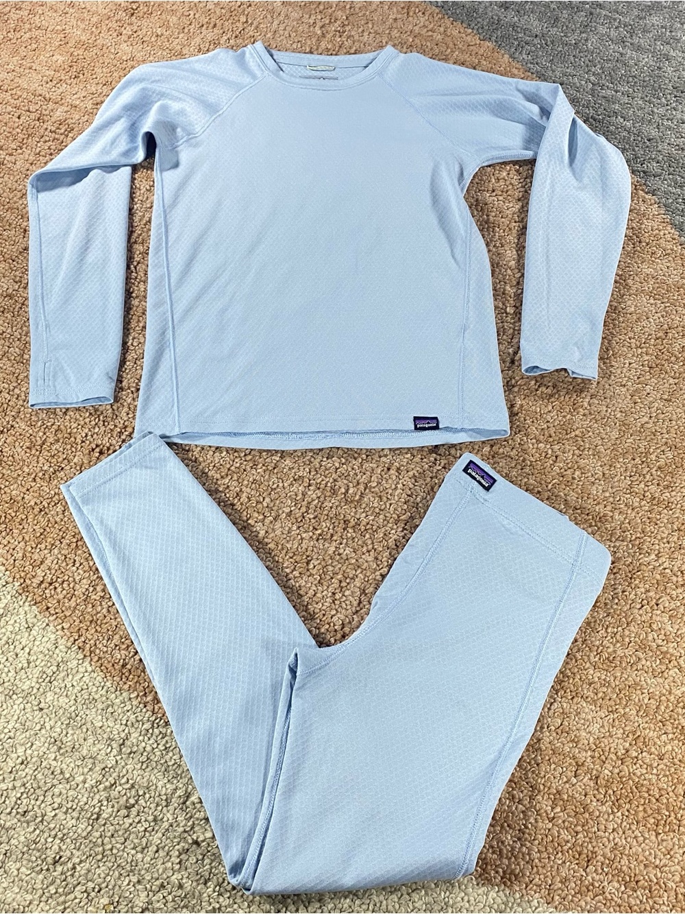 Kids L Patagonia Blue Capilene Base Layer Set Large